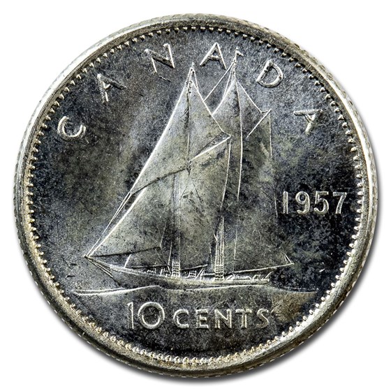 1957 Canada Silver 10 Cents Elizabeth II BU/Prooflike 1957 Canada Silver 10 Cents Elizabeth II BU/Prooflike